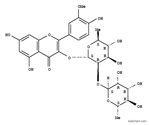 Molecular Structure of 121064-69-5 (4H-1-Benzopyran-4-one,3-[[6-deoxy-2-O-(6-deoxy-a-L-mannopyranosyl)-a-L-mannopyranosyl]oxy]-5,7-dihydroxy-2-(4-hydroxy-3-methoxyphenyl)-)
