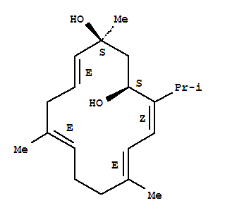 Molecular Structure of 121421-64-5 (4,6,10,13-Cyclotetradecatetraene-1,3-diol,1,7,11-trimethyl-4-(1-methylethyl)-, (1S,3S,4Z,6E,10E,13E)-)