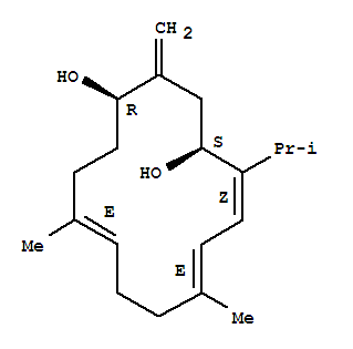 Molecular Structure of 121421-65-6 (5,7,11-Cyclotetradecatriene-1,4-diol,8,12-dimethyl-2-methylene-5-(1-methylethyl)-, (1R,4S,5Z,7E,11E)-)
