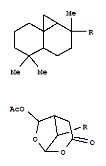 Molecular Structure of 121442-24-8 (2,7-Dioxabicyclo[3.2.1]octan-3-one,6-(acetyloxy)-8-[(1aS,2R,4aS,8aR)-decahydro-2,5,5-trimethylcyclopropa[d]naphthalen-2-yl]-,(1S,5R,6S,8R)- (9CI))
