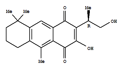 Molecular Structure of 121704-43-6 (1,4-Anthracenedione,5,6,7,8-tetrahydro-2-hydroxy-3-[(1R)-2-hydroxy-1-methylethyl]-5,5,9-trimethyl-)