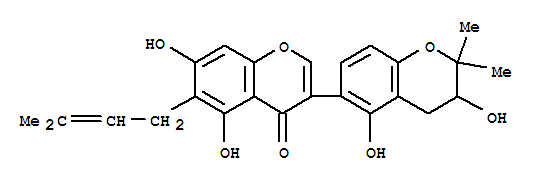 Molecular Structure of 121747-97-5 ([3,7'-Bi-4H-1-benzopyran]-4-one,2',3'-dihydro-3',5,7,8'-tetrahydroxy-2',2'-dimethyl-6-(3-methyl-2-butenyl)-(9CI))