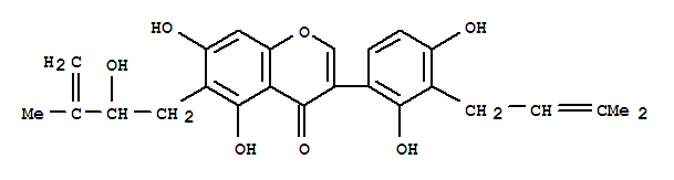 Molecular Structure of 121748-00-3 (4H-1-Benzopyran-4-one,3-[2,4-dihydroxy-3-(3-methyl-2-butenyl)phenyl]-5,7-dihydroxy-6-(2-hydroxy-3-methyl-3-butenyl)-(9CI))