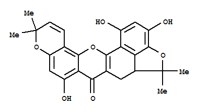 Molecular Structure of 121748-26-3 (5H,7H,11H-Benzofuro[3,4-bc]pyrano[3,2-h]xanthen-7-one,5a,6-dihydro-1,3,8-trihydroxy-5,5,11,11-tetramethyl-)