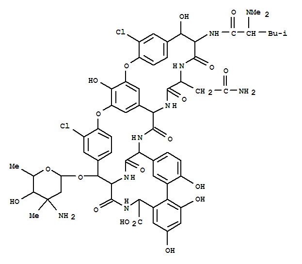Molecular Structure of 121786-79-6 (Vancomycin,22-O-(3-amino-2,3,6-trideoxy-3-C-methyl-a-L-arabino-hexopyranosyl)-44-O-de[2-O-(3-amino-2,3,6-trideoxy-3-C-methyl-a-L-arabino-hexopyranosyl)-b-D-glucopyranosyl]-56-methyl-(9CI))