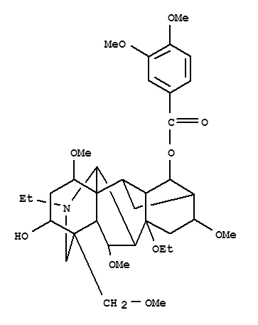 Molecular Structure of 121880-23-7 (Aconitane-3,14-diol,8-ethoxy-20-ethyl-1,6,16-trimethoxy-4-(methoxymethyl)-,14-(3,4-dimethoxybenzoate), (1a,3a,6a,14a,16b)- (9CI))