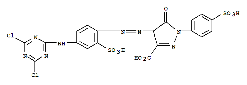 1H-Pyrazole-3-carboxylicacid,4-[2-[4-[(4,6-dichloro-1,3,5-triazin-2-yl)amino]-2-sulfophenyl]diazenyl]-4,5-dihydro-5-oxo-1-(4-sulfophenyl)-(12225-86-4)