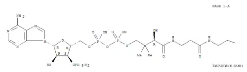 Molecular Structure of 122364-86-7 ([(2R,3S,4R,5R)-5-(6-aminopurin-9-yl)-4-hydroxy-2-[[hydroxy-[hydroxy-[(3R)-3-hydroxy-2,2-dimethyl-3-[2-[2-(3-oxotetradecanoylsulfanyl)ethylcarbamoyl]ethylcarbamoyl]propoxy]phosphoryl]oxy-phosphoryl]oxymethyl]oxolan-3-yl]oxyphosphonic acid)