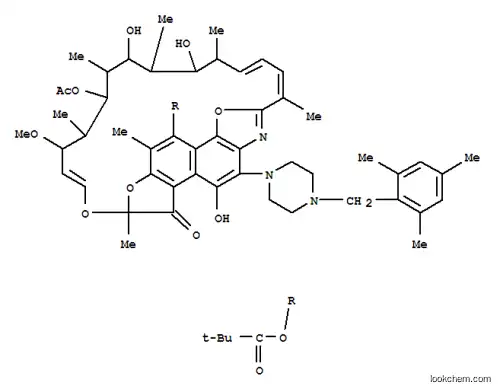 Molecular Structure of 123036-23-7 (Rifamycin,N,15-didehydro-15-deoxo-1-deoxy-1,15-epoxy-3-[4-[(2,4,6-trimethylphenyl)methyl]-1-piperazinyl]-,8-(2,2-dimethylpropanoate) (9CI))