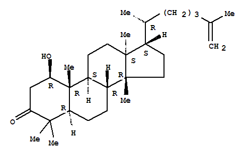 Molecular Structure of 123085-19-8 (Lanost-25-en-3-one,1-hydroxy-, (1b,13a,14b,17a)- (9CI))