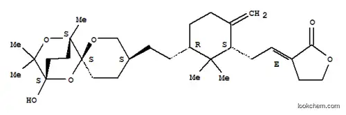 Molecular Structure of 123746-67-8 (2(3H)-Furanone,3-[2-[(1S,3R)-2,2-dimethyl-6-methylene-3-[2-[(1S,2'S,4S,5'S)-tetrahydro-1-hydroxy-4,6,6-trimethylspiro[2,5-dioxabicyclo[2.2.2]octane-3,2'-[2H]pyran]-5'-yl]ethyl]cyclohexyl]ethylidene]dihydro-,(3E)-)