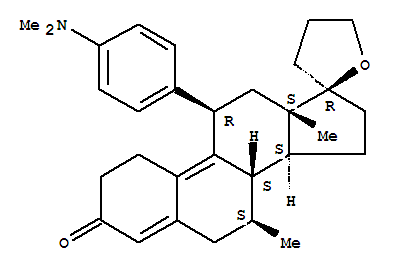 Molecular Structure of 123916-70-1 (Spiro[estra-4,9-diene-17,2'(3'H)-furan]-3-one,11-[4-(dimethylamino)phenyl]-4',5'-dihydro-7-methyl-, (7b,11b,17b)-)