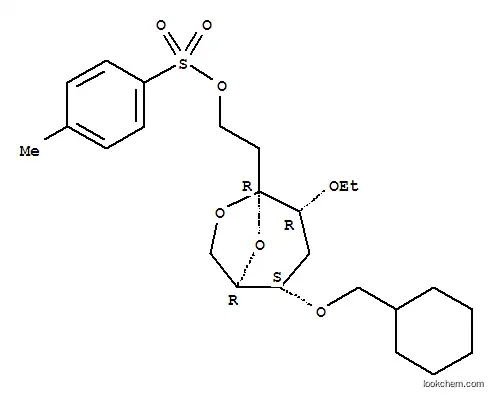 Molecular Structure of 123919-97-1 (.beta.-D-ribo-3-Octulopyranose, 3,8-anhydro-6-O-(cyclohexylmethyl)-2,5-dideoxy-4-O-ethyl-, 4-methylbenzenesulfonate)