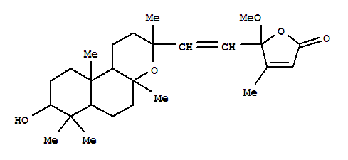 Molecular Structure of 123931-56-6 (2(5H)-Furanone,5-[2-(dodecahydro-8-hydroxy-3,4a,7,7,10a-pentamethyl-1H-naphtho[2,1-b]pyran-3-yl)ethenyl]-5-methoxy-4-methyl-(9CI))