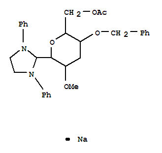 1,5-ANHYDRO-3-DEOXY-1-C-(1,3-DIPHENYL-2-IMIDAZOLIDINYL)-2-O-METHYL-4-O-BENZYL-D-RIBO-HEXITOL 6-ACETATE MONOSODIUM SALT,(1S)-