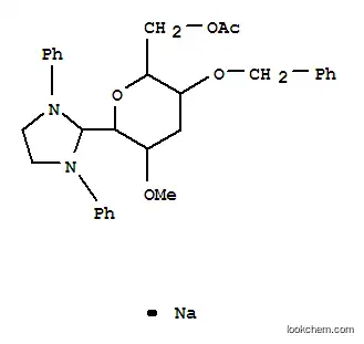 Molecular Structure of 123942-40-5 (D-ribo-Hexitol, 1,5-anhydro-3-deoxy-1-C-(1,3-diphenyl-2-imidazolidinyl)-2-O-methyl-4-O-(phenylmethyl)-, 6-acetate, monosodium salt, (1S)-)