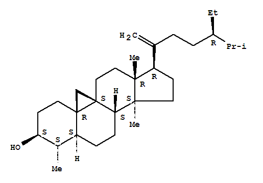 Molecular Structure of 124027-53-8 (9,19-Cyclostigmast-20-en-3-ol,4,14-dimethyl-, (3b,4a,5a)-)