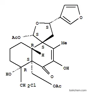Molecular Structure of 124192-96-7 (Spiro[furan-3(2H),1'(4'H)-naphthalen]-4'-one,2-(acetyloxy)-4'a-[(acetyloxy)methyl]-5'-(chloromethyl)-5-(3-furanyl)-4,4'a,5,5',6',7',8',8'a-octahydro-3',5'-dihydroxy-2'-methyl-,(1'S,2S,4'aS,5S,5'R,8'aR)-)