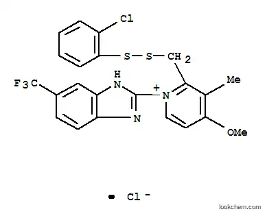 Molecular Structure of 124474-48-2 (2-{[(2-chlorophenyl)disulfanyl]methyl}-4-methoxy-3-methyl-1-[6-(trifluoromethyl)-1H-benzimidazol-2-yl]pyridinium chloride)