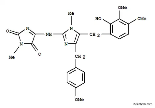 Molecular Structure of 124535-77-9 (1-Methyl-4-[[1-methyl-5-(2-hydroxy-3,4-dimethoxybenzyl)-4-(4-methoxybenzyl)-1H-imidazol-2-yl]amino]-1H-imidazole-2,5-dione)
