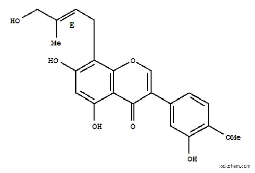 Molecular Structure of 124596-88-9 (5,7-dihydroxy-3-(3-hydroxy-4-methoxyphenyl)-8-[(2E)-4-hydroxy-3-methylbut-2-en-1-yl]-4H-chromen-4-one)