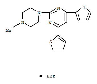 Molecular Structure of 124959-46-2 (Pyrimidine,2-(4-methyl-1-piperazinyl)-4,6-di-2-thienyl-, hydrobromide (1:1))