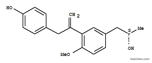 Molecular Structure of 125205-68-7 (Benzeneethanol,3-[1-[(4-hydroxyphenyl)methyl]ethenyl]-4-methoxy-a-methyl-, (aS)-)
