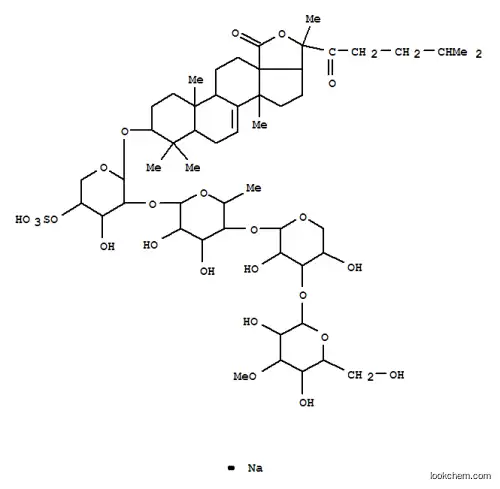 Molecular Structure of 125362-41-6 (Lanost-7-en-18-oicacid, 20-hydroxy-3-[(O-3-O-methyl-b-D-glucopyranosyl-(1&reg;3)-O-b-D-xylopyranosyl-(1&reg;4)-O-6-deoxy-b-D-glucopyranosyl-(1&reg;2)-4-O-sulfo-b-D-xylopyranosyl)oxy]-22-oxo-, g-lactone, monosodium salt, (3b)- (9CI))