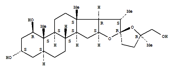 Molecular Structure of 125456-51-1 (Furostan-1,3,26-triol,22,25-epoxy-, (1b,3a,5a,22b,25R)- (9CI))