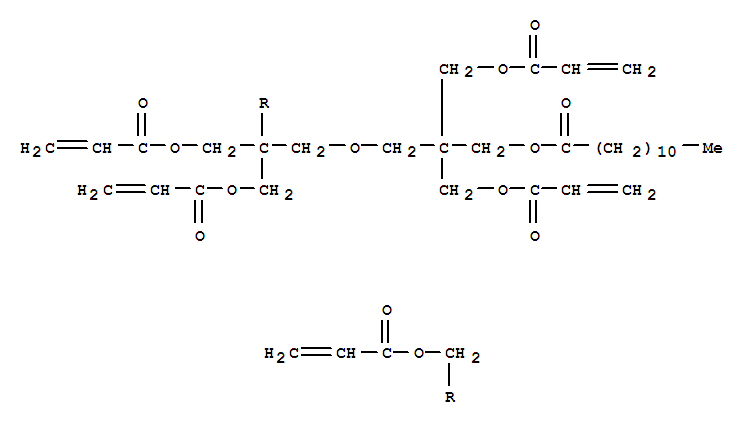 Molecular Structure of 125790-42-3 (Dodecanoic acid,3-[3-[(1-oxo-2-propen-1-yl)oxy]-2,2-bis[[(1-oxo-2-propen-1-yl)oxy]methyl]propoxy]-2,2-bis[[(1-oxo-2-propen-1-yl)oxy]methyl]propylester)