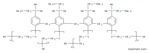 Molecular Structure of 12584-89-3 (Poly(oxy-1,2-ethanediyl),a-hydro-w-hydroxy-, ether with2,2'-methylenebis[4-(1,1,3,3-tetramethylbutyl)-6-[[2-hydroxy-5-(1,1,3,3-tetramethylbutyl)phenyl]methyl]phenol](4:1) (9CI))