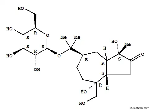 Molecular Structure of 126054-77-1 ((1S,3aβ,8aα)-1-Methyl-1α,4α-dihydroxy-4-(hydroxymethyl)-7β-[1-methyl-1-(β-D-glucopyranosyloxy)ethyl]decahydroazulene-2-one)