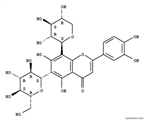Molecular Structure of 12656-83-6 (4H-1-Benzopyran-4-one,2-(3,4-dihydroxyphenyl)-6-b-D-glucopyranosyl-5,7-dihydroxy-8-b-D-xylopyranosyl-)