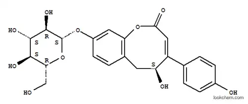 Molecular Structure of 126589-95-5 ((3Z,5S)-5-hydroxy-4-(4-hydroxyphenyl)-2-oxo-5,6-dihydro-2H-1-benzoxocin-9-yl beta-D-glucopyranoside)