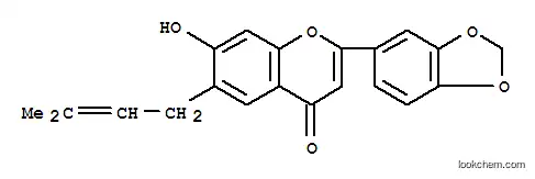 Molecular Structure of 126622-44-4 (2-(1,3-benzodioxol-5-yl)-7-hydroxy-6-(3-methylbut-2-en-1-yl)-4H-chromen-4-one)