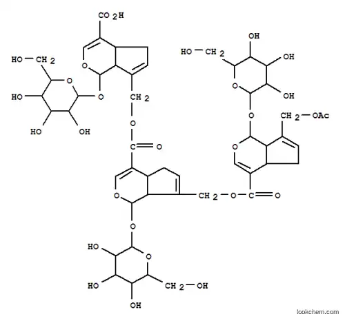 Molecular Structure of 127214-80-6 (Cyclopenta[c]pyran-4-carboxylicacid, 7-[[[[(1S,4aS,7aS)-7-[(acetyloxy)methyl]-1-(b-D-glucopyranosyloxy)-1,4a,5,7a-tetrahydrocyclopenta[c]pyran-4-yl]carbonyl]oxy]methyl]-1-(b-D-glucopyranosyloxy)-1,4a,5,7a-tetrahydro-,[(1S,4aS,7aS)-4-carboxy-1-(b-D-glucopyranosyloxy)-1,4a,5,7a-tetrahydrocyclopenta[c]pyran-7-yl]methylester, (1S,4aS,7aS)- (9CI))