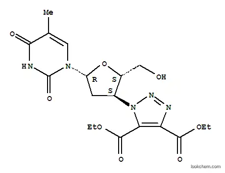 Molecular Structure of 127479-61-2 (Thymidine,3'-[4,5-bis(ethoxycarbonyl)-1H-1,2,3-triazol-1-yl]-3'-deoxy- (9CI))