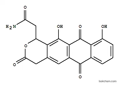 Molecular Structure of 12794-19-3 ((+)-3,4,6,11-Tetrahydro-10,12-dihydroxy-3,6,11-trioxo-1H-anthra[2,3-c]pyran-1-acetamide)