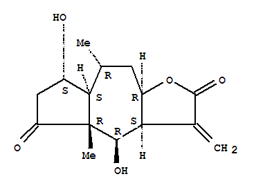 Molecular Structure of 128286-77-1 (Azuleno[6,5-b]furan-2,5-dione,decahydro-4,7-dihydroxy-4a,8-dimethyl-3-methylene-, (3aS,4R,4aR,7S,7aS,8R,9aR)-)