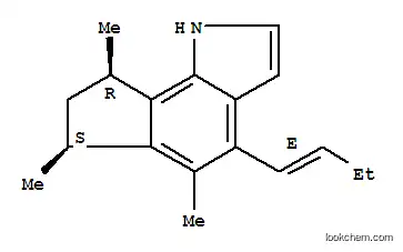 Molecular Structure of 128397-80-8 (Cyclopent[g]indole,4-(1E)-1-buten-1-yl-1,6,7,8-tetrahydro-5,6,8-trimethyl-, (6S,8R)-)