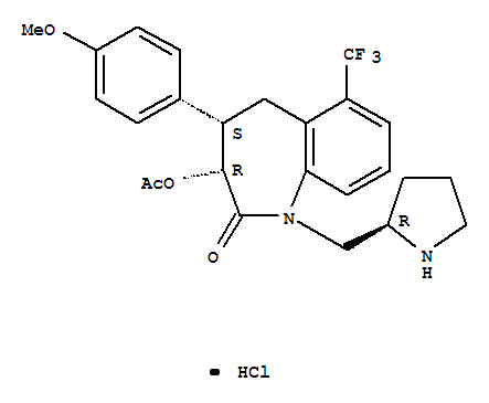 2H-1-Benzazepin-2-one,3-(acetyloxy)-1,3,4,5-tetrahydro-4-(4-methoxyphenyl)-1-(2-pyrrolidinylmethyl)-6-(trifluoromethyl)-,monohydrochloride, [3R-[1(R*),3a,4a]]- (9CI)