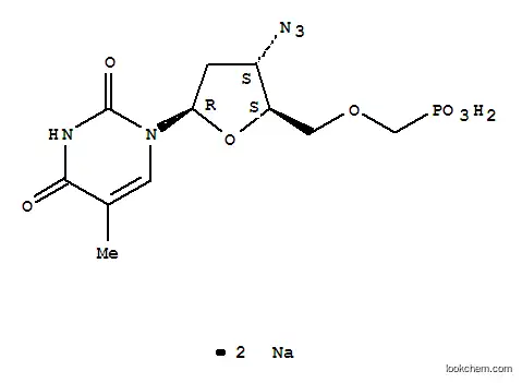 Molecular Structure of 129151-65-1 (Thymidine,3'-azido-3'-deoxy-5'-O-(phosphonomethyl)-, disodium salt (9CI))