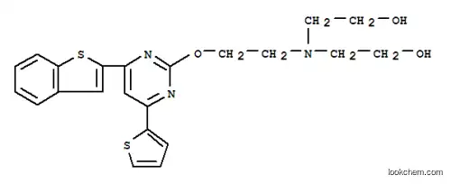 Molecular Structure of 129224-76-6 (Ethanol,2,2'-[[2-[[4-benzo[b]thien-2-yl-6-(2-thienyl)-2-pyrimidinyl]oxy]ethyl]imino]bis-)