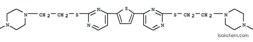 Molecular Structure of 129224-99-3 (Pyrimidine,4,4'-(2,5-thiophenediyl)bis[2-[[2-(4-methyl-1-piperazinyl)ethyl]thio]- (9CI))