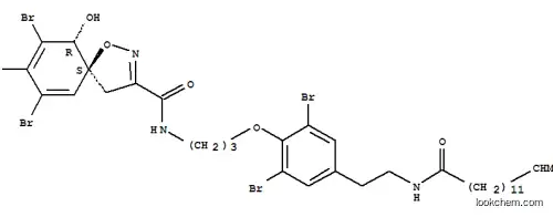 Molecular Structure of 129277-05-0 (1-Oxa-2-azaspiro[4.5]deca-2,6,8-triene-3-carboxamide,7,9-dibromo-N-[3-[2,6-dibromo-4-[2-[(13-methyl-1-oxotetradecyl)amino]ethyl]phenoxy]propyl]-10-hydroxy-8-methoxy-,(5S,10R)-)