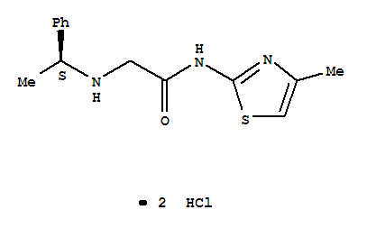 Acetamide, N-(4-methyl-2-thiazolyl)-2-((1-phenylethyl)amino)-, dihydro chloride, (-)-(129340-81-4)