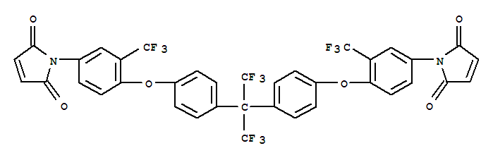 Molecular Structure of 129726-63-2 (1H-Pyrrole-2,5-dione,1,1'-[[2,2,2-trifluoro-1-(trifluoromethyl)ethylidene]bis[4,1-phenyleneoxy[3-(trifluoromethyl)-4,1-phenylene]]]bis-)