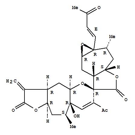 Spiro[furo[2',3':5,6]cyclohepta[1,2-b]pyran-6(2H),6'(1'aH)-[5H]oxireno[4,5]cyclohepta[1,2-b]furan]-2,5'-dione,7-acetyl-2',3,3',3'a,3a,4,4a,6'a,7',7'a,8a,9,10,10a-tetradecahydro-8a-hydroxy-2',9-dimethy