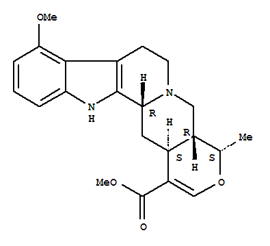 Molecular Structure of 13062-04-9 (Oxayohimban-16-carboxylicacid, 16,17-didehydro-9-methoxy-19-methyl-, methyl ester, (3b,19a)-)