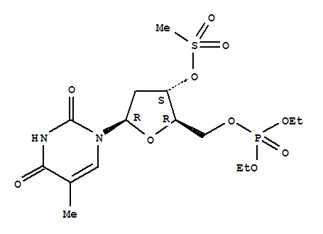 Molecular Structure of 130752-97-5 (5'-Thymidylic acid,diethyl ester, 3'-methanesulfonate (9CI))